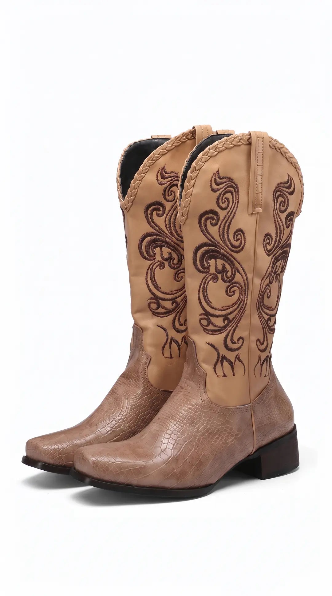 Botas Cowboy Mujer Bicolor con Bordados y Punta Cuadrada - Vitrine 1 | Tierra Ruda