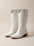Botas Vaqueras Blancas Mujer | Microfibra Punta Fina