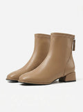 Botines Mujer Punta Cuadrada Beige